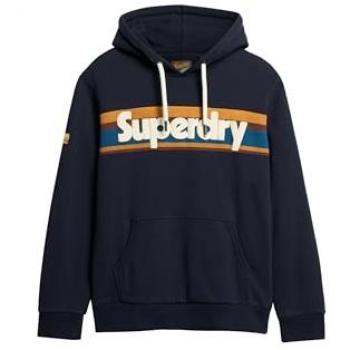 Felpa con cappuccio Superdry Retro Stripe Logo Eclipse Navy XL