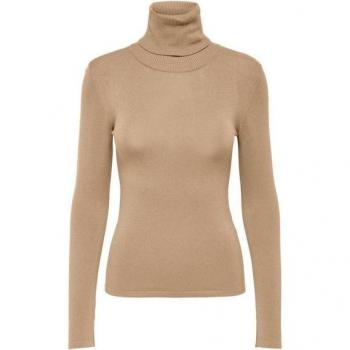 JDY Rollkragenpullover 'Dina' Naturton, Unifarben, Braun