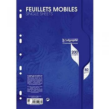 Feuille mobile sous film A4 300 pages perforées petits carreaux Calligraphe Ligne 7000 80g
