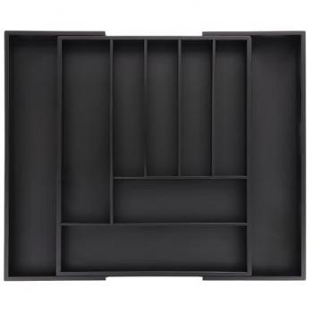 Portaposate Allungabile in Bambù, 5 x 33,5-49,5 x 44,5 cm, 7-9 Scomparti, Nero