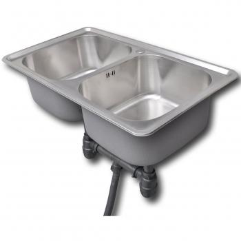 65x50x17cm Stainless Steel Square Double Bowl Kitchen Sink with Drain
