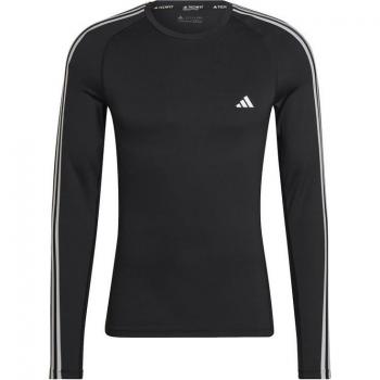Adidas Herren Techfit 3-Streifen Trainingsshirt Schwarz XXL