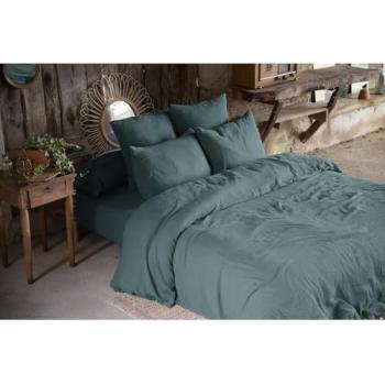 Gaze de Coton Parure de Couette 220x240 cm avec Drap Housse 140x190 et 2 Taies 60x60 Bleu