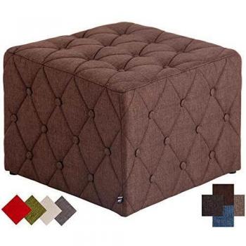 Sitzhocker Nashville (CLP) – gepolsterter Würfel mit Stofftopper, Braun