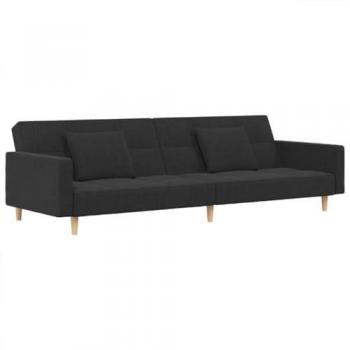 Sofá cama de 2 plazas con cojines gris oscuro