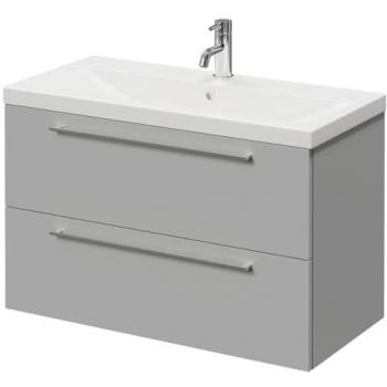 800 mm Napoli 390 Wall Vanity – Gloss Grey Pearl, Dual‑Drawer, Single Basin