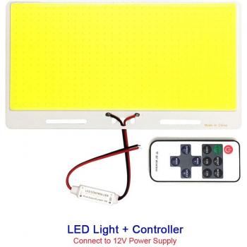 Luz LED COB 200W 12V con regulador, panel 220x120mm para iluminación de coches