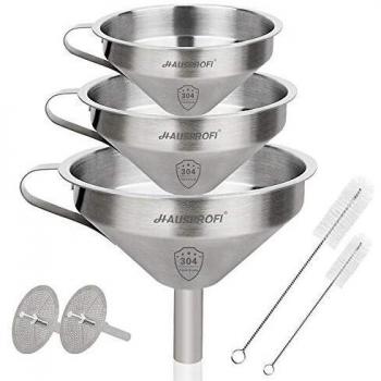 HAUSPROFI Food Grade Stainless Steel Funnels, 11/13/15cm