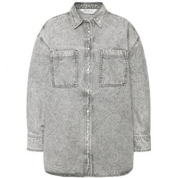 Oversized Jeanshemd für Damen, grau, Größe L, Baumwolle, Studio Untold
