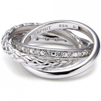 Esprit Round‑in‑Round Damenring – 22 farblose Zirkonia, 925 Sterling, Gr. 17