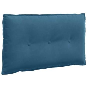 Coussin lombaire anti-douleurs bleu velours côtelé 80x50 cm