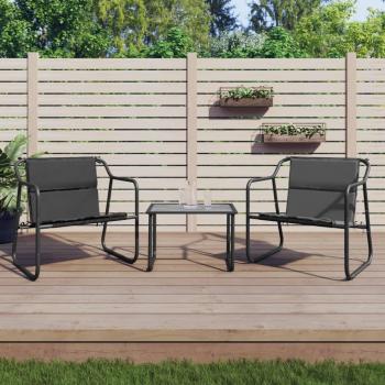 Juego de muebles de jardín 3 piezas y cojines de acero gris antracita Vidaxl
