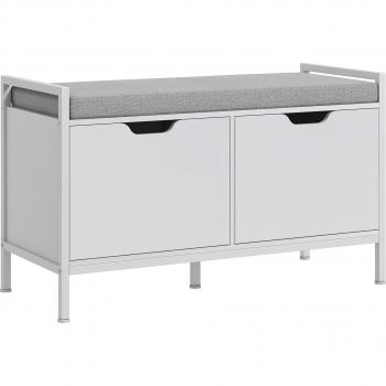 Banc Accueil Homcom Meuble Chaussures 2 Placards Coussin Rembourré