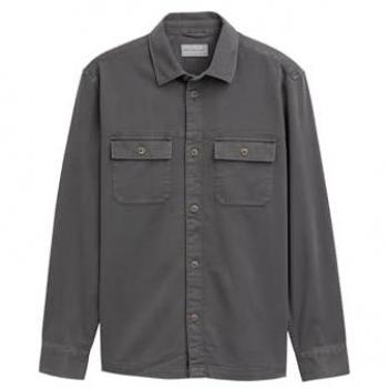 TOM TAILOR Herren Langarm Overshirt, Twill, Schwarz, Größe M