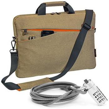 Beiger 15,6 Zoll-PEDEA Fashion Notebooktasche mit Schloss und praktischen Taschen
