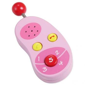 Dřevěný telefon růžový