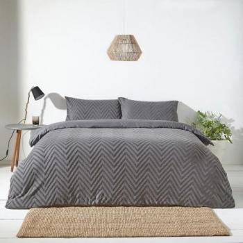 Housse de couette gris chevron avec texture tuftée