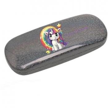 Étui à Lunettes Pailleté Licorne Noir Personnalisable