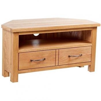 Solid Oak Wood Media Console with Drawer 88 x 42 x 46 cm