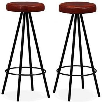 vidaXL Bar Stools 2 pcs Real Leather