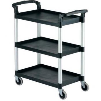 Cambro Multi-Level Transport Cart, Black Plastic, Aluminium Upstands, Non-Stick Topper