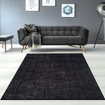 Vimoda Moderner Kurzflor Teppich, Super Weich mit 3D Effekt, Hoch-Tief Struktur, Luxus-Design, Anthrazit 80x150 cm