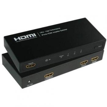 MicroConnect MC-HMSW301 3‑Port HDMI Selector + Remote, 1‑Year Warranty