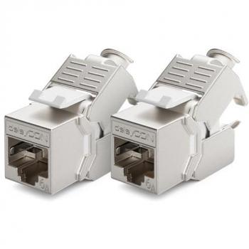 DeleyCON 2x CAT6a RJ45 Keystone Jack Modul STP Schirmung Netzwerkdose