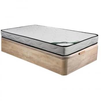 Letto 90x190 cm con rete vano naturale chiaro e materasso in schiuma rivestito in bambù spessore 15 cm