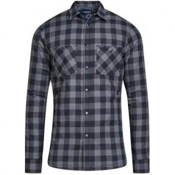 Raging Bull Men's Quilted Check Shirt Jacket in Black XXL