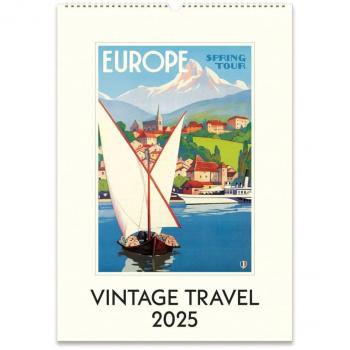 Vintage Travel Art Poster 2025 Wall Calendar