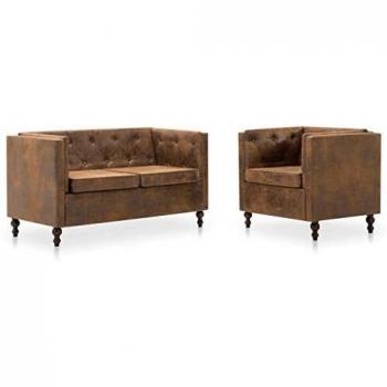 Canapé Tissu Marron 2 Places vidaXL