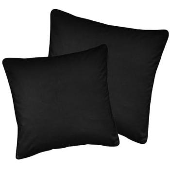 Velvet Edge Padded Covers – 55 cm × 55 cm Dual Zip Case Set (Black)
