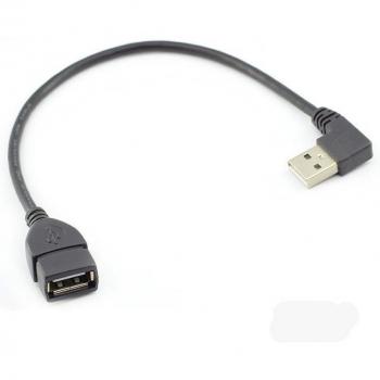 Adaptateur USB 2.0 30 cm : mâle → femelle, câble noir, coudé haut/bas/gauche/droite