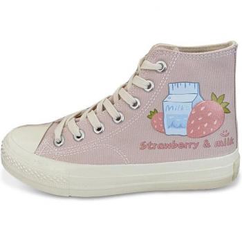Pink Strawberry High-Top Sneakers for Women