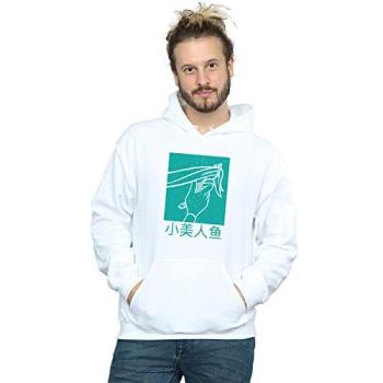 Men’s Ariel The Little Mermaid Hair‑Stroke Hoodie (White, 2XL)