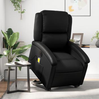 VidaXL Elektrischer Massagesessel mit Hebefunktion in Schwarz aus Kunstleder