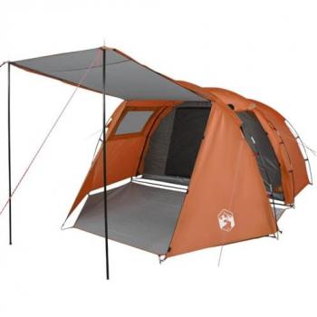 VidaXL 4-Personen-Zelt mit Tunnel‑Design – Grau-Orange – wasserabweisend