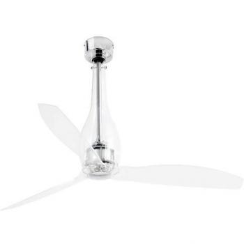 FARO BARCELONA 33381 Deckenventilator ETERFAN M Stahl+Glas Chrom, PC transparent (H 64 cm Ø 128 cm) – Variante 3