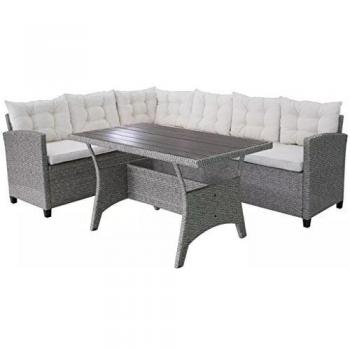 VidaXL Set Divano Angolare da Giardino in Polirattan Grigio
