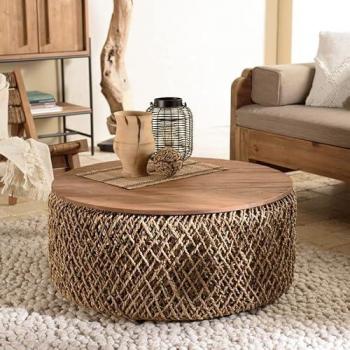 Mesa de centro Alida redonda 85x85cm en fibra de coco