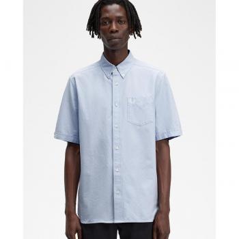 Fred Perry Herren Herrenhemd Kurzärmel Blau M