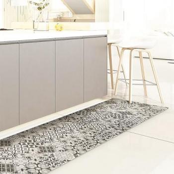 Passatoia Antigraffio in PVC Bianco e Grigio, 50x180 cm