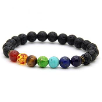 Bracelet en Pierre de Lave 7 Chakras