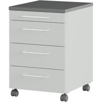 Rollcontainer GERMANIA Profi 2.0 in Hellgrau und Graphit mit den Maßen 42x49x61 cm