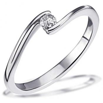 Spannring Damen 585 Weißgold mit 1 Brillant 0,10 ct