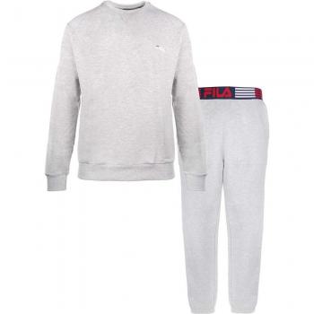 Pijamas Fila de Franjas en Algodón Gris y Rojo