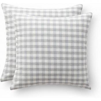 Pack de 2 fundas cojín Vichy 45x45 cm gris claro
