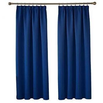 Deconovo Solid Thermal Insulated Blackout Curtains with Tie Backs 46 x 72 Blue