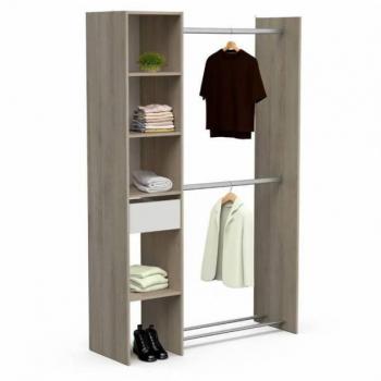 Armario de dormitorio Californie: 118x183 cm, roble + blanco